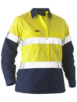 BISLEY RECYCLE WOMENS TAPED HIVIS DRILL SHIRT